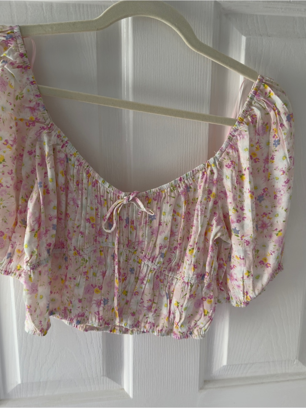 Elodie Pink Floral Tie-Front tank  Crop Top